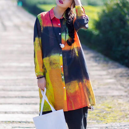 Cotton Linen Long Sleeve Loose Blouse