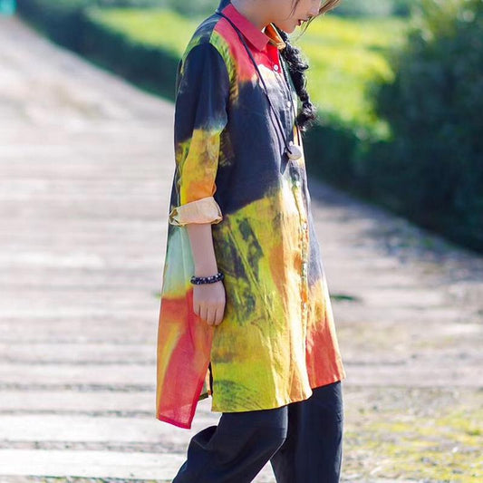 Cotton Linen Long Sleeve Loose Blouse