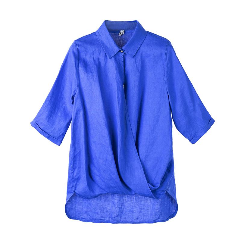 Cotton Linen Long Sleeve Solid Blouse