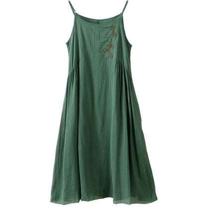 Cotton Linen Round Neck Asymmetrical Slip Dress