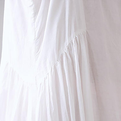 Cotton Linen Round Neck Asymmetrical Slip Dress