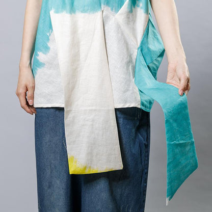 Cotton Linen Short Sleeve Irregular Blouse