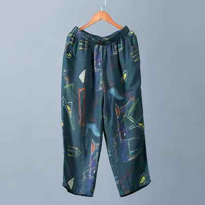 Cotton Linen Spliced Blouse And Harem Pants