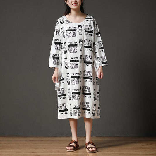 Cotton Long Sleeves White Casual Autumn Lacing Dress