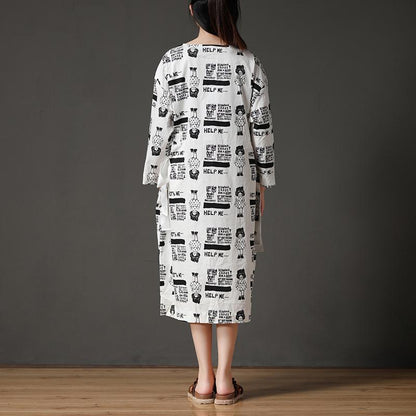 Cotton Long Sleeves White Casual Autumn Lacing Dress