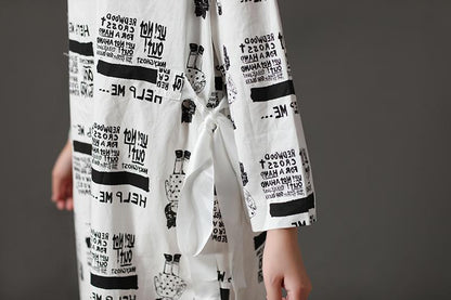 Cotton Long Sleeves White Casual Autumn Lacing Dress
