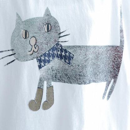 Cotton Short Sleeve Animal Round Neck Blouse