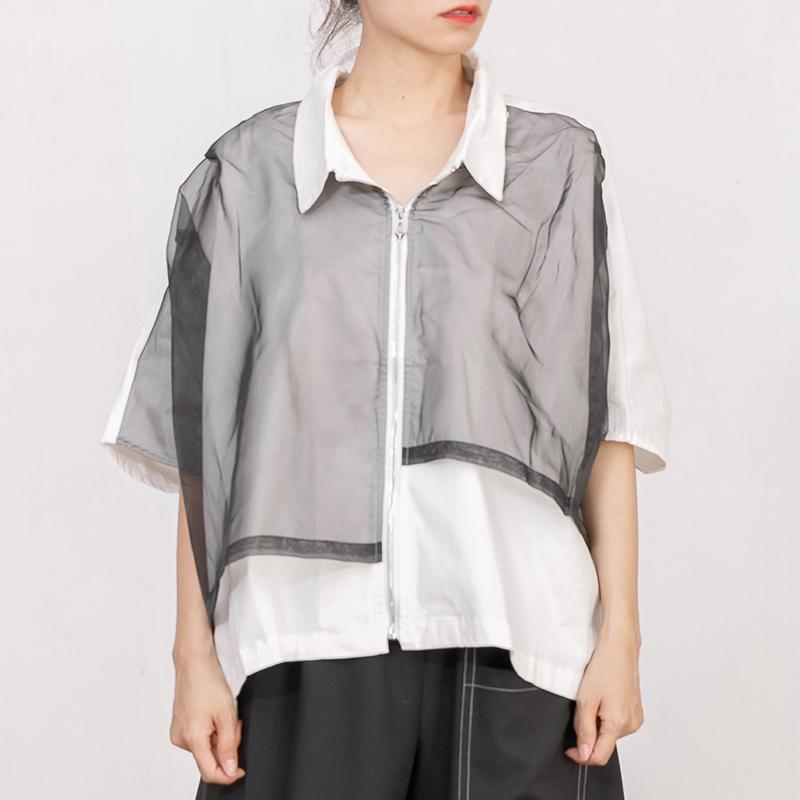 Cotton Short Sleeve Zipper Women Coat