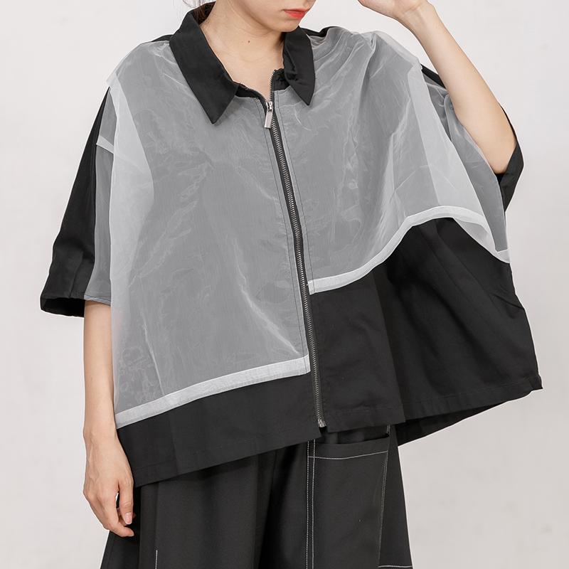 Cotton Short Sleeve Zipper Women Coat
