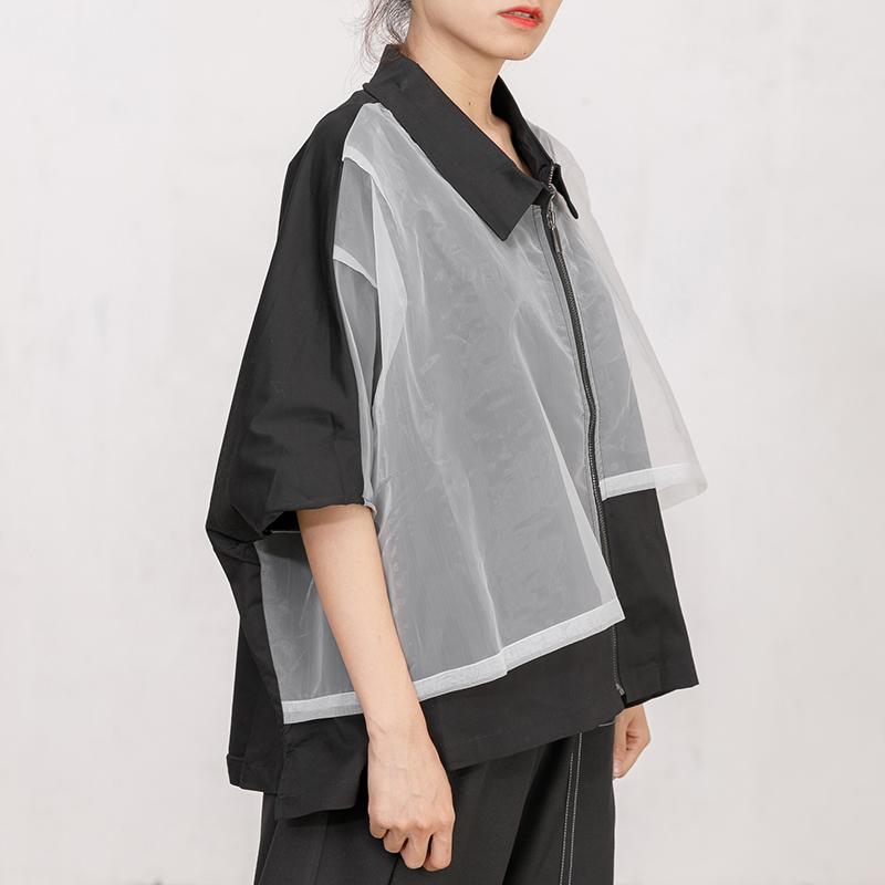 Cotton Short Sleeve Zipper Women Coat