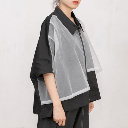 Cotton Short Sleeve Zipper Women Coat