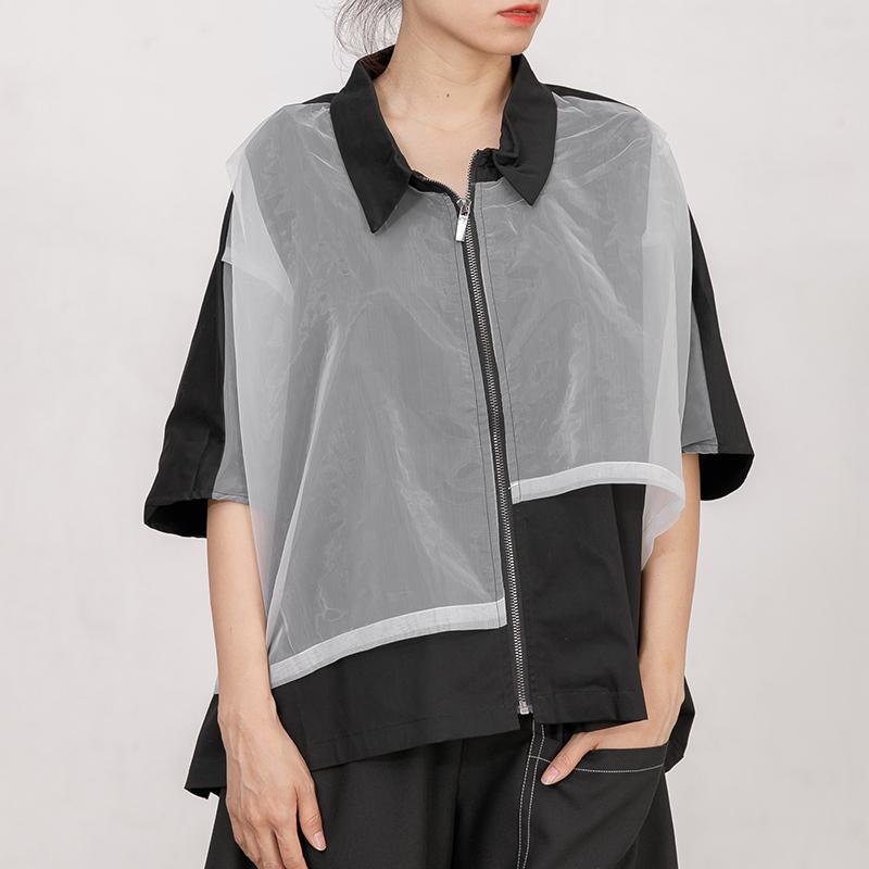 Cotton Short Sleeve Zipper Women Coat