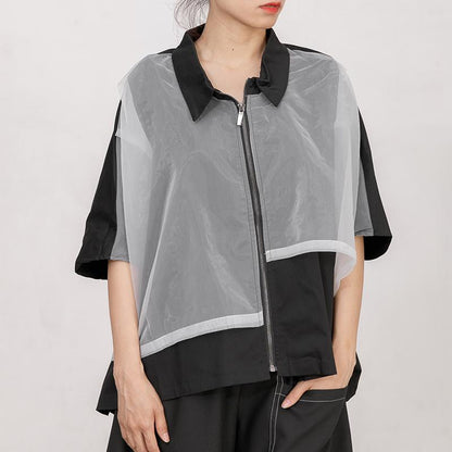Cotton Short Sleeve Zipper Women Coat