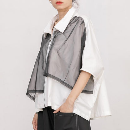 Cotton Short Sleeve Zipper Women Coat