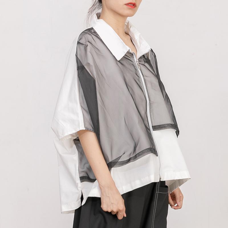 Cotton Short Sleeve Zipper Women Coat