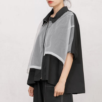 Cotton Short Sleeve Zipper Women Coat