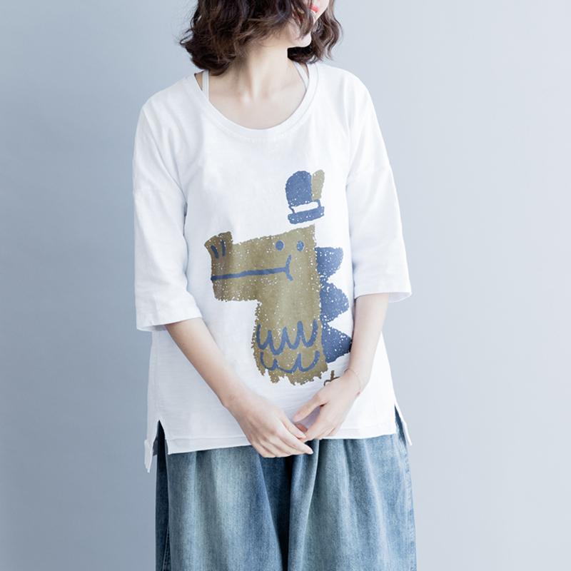 Crocodile Cartoon Printed Cute Loose T-Shirt