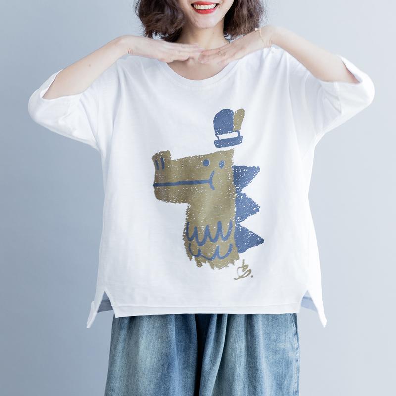 Crocodile Cartoon Printed Cute Loose T-Shirt