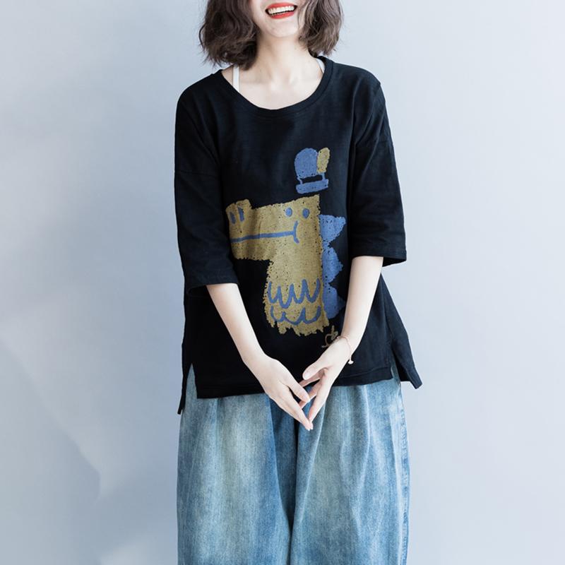 Crocodile Cartoon Printed Cute Loose T-Shirt