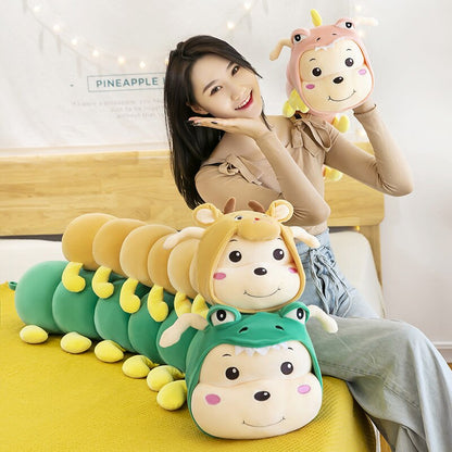 Cute Long caterpillars Plush Toys Pillow Soft Toys Stuffed Cushion Simulation Animal Big Dolls Gift For Kids Girlfriends