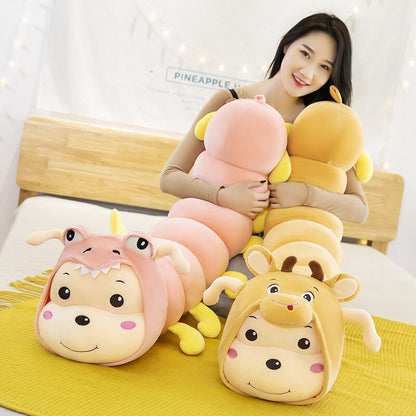 Cute Long caterpillars Plush Toys Pillow Soft Toys Stuffed Cushion Simulation Animal Big Dolls Gift For Kids Girlfriends