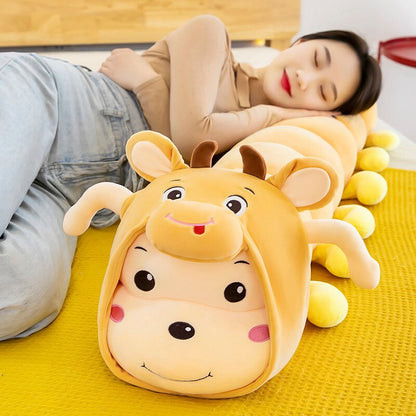 Cute Long caterpillars Plush Toys Pillow Soft Toys Stuffed Cushion Simulation Animal Big Dolls Gift For Kids Girlfriends