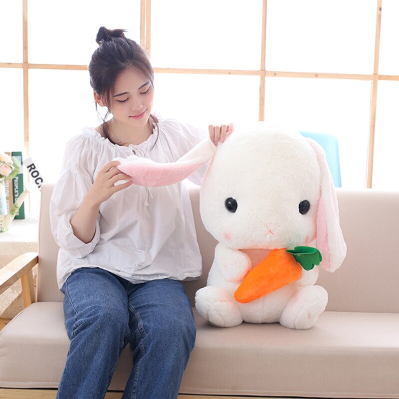 Cute Soft Lop Rabbit Plush Toy Pink Stuffed Plush Rabbit Doll Graduation Birthday Christmas Girl Kids Children Gift