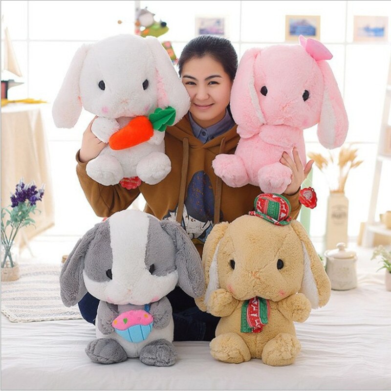 Cute Soft Lop Rabbit Plush Toy Pink Stuffed Plush Rabbit Doll Graduation Birthday Christmas Girl Kids Children Gift