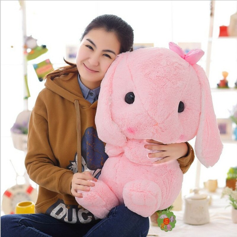 Cute Soft Lop Rabbit Plush Toy Pink Stuffed Plush Rabbit Doll Graduation Birthday Christmas Girl Kids Children Gift
