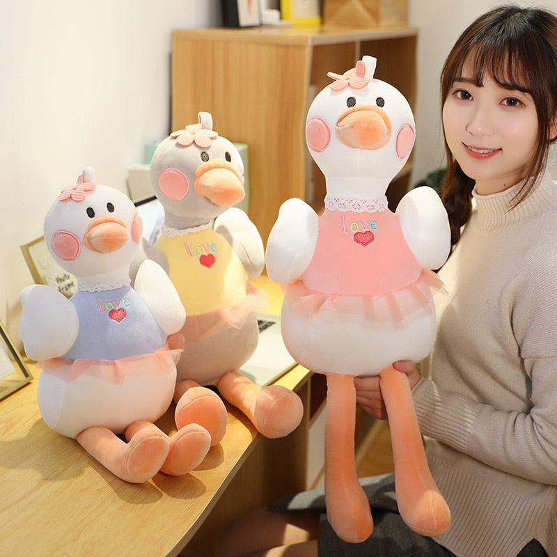 Cute Swan Plush Toys Kawaii Flamingo Doll Stuffed Soft Animal Pillow Ballet Swan with Crown Baby Kids Girls Appease Gift