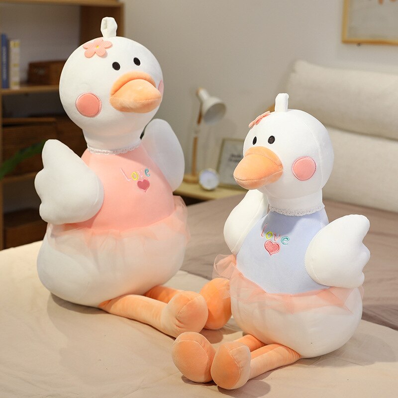 Cute Swan Plush Toys Kawaii Flamingo Doll Stuffed Soft Animal Pillow Ballet Swan with Crown Baby Kids Girls Appease Gift