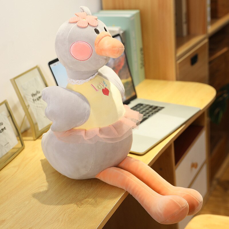 Cute Swan Plush Toys Kawaii Flamingo Doll Stuffed Soft Animal Pillow Ballet Swan with Crown Baby Kids Girls Appease Gift