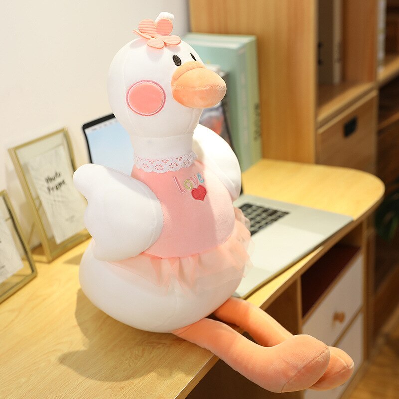 Cute Swan Plush Toys Kawaii Flamingo Doll Stuffed Soft Animal Pillow Ballet Swan with Crown Baby Kids Girls Appease Gift