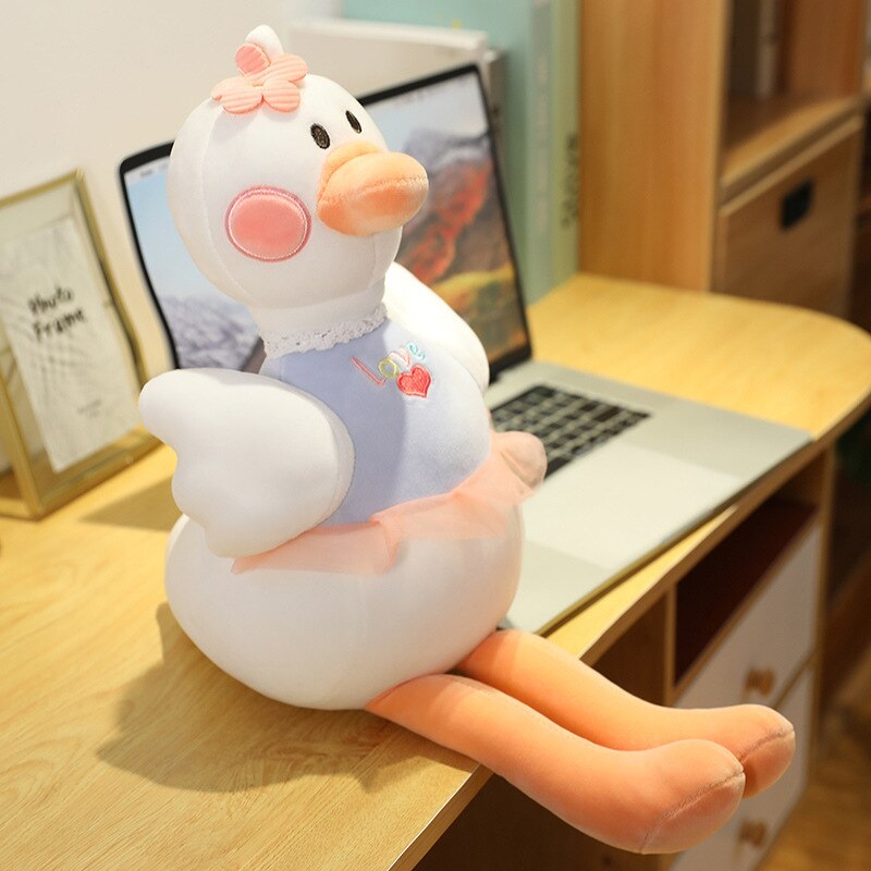 Cute Swan Plush Toys Kawaii Flamingo Doll Stuffed Soft Animal Pillow Ballet Swan with Crown Baby Kids Girls Appease Gift