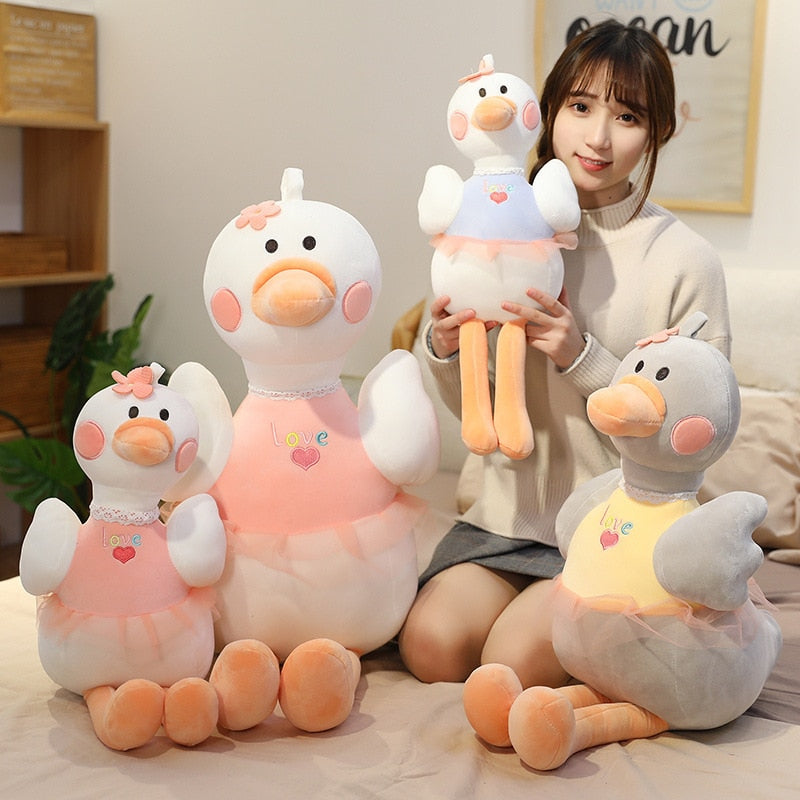 Cute Swan Plush Toys Kawaii Flamingo Doll Stuffed Soft Animal Pillow Ballet Swan with Crown Baby Kids Girls Appease Gift