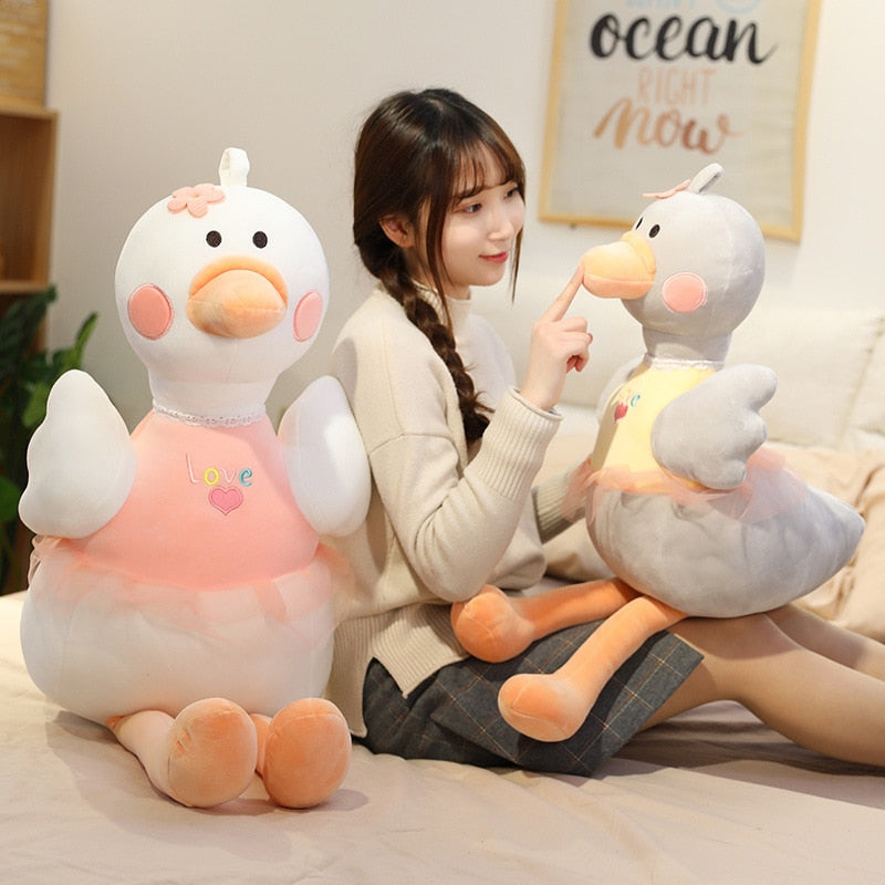 Cute Swan Plush Toys Kawaii Flamingo Doll Stuffed Soft Animal Pillow Ballet Swan with Crown Baby Kids Girls Appease Gift
