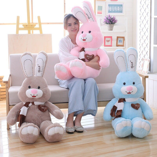 Cute rabbit plush toy pillow doll sleeping Lover present Giant Easter Bunny plush doll love scarf Rabbit christmas gift