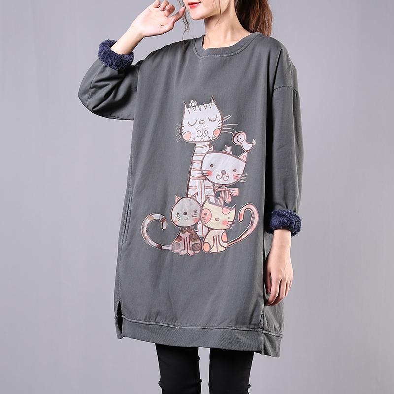 Cute Cartoon Cat Casual Thicken Sweatshirt