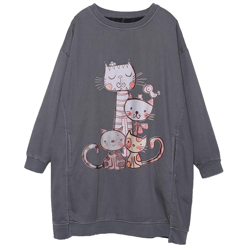 Cute Cartoon Cat Casual Thicken Sweatshirt