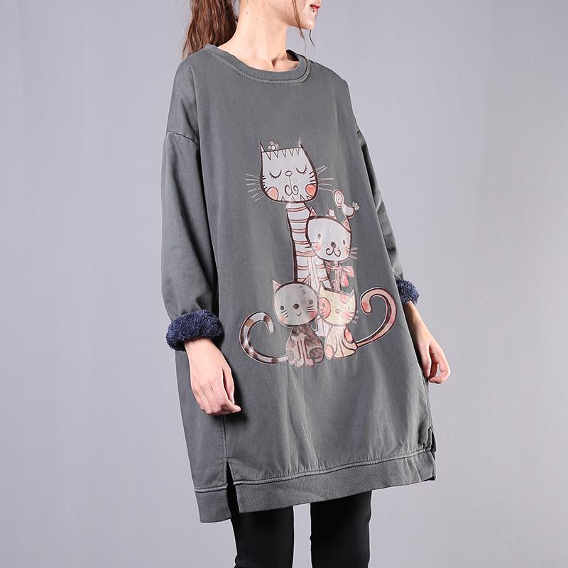 Cute Cartoon Cat Casual Thicken Sweatshirt