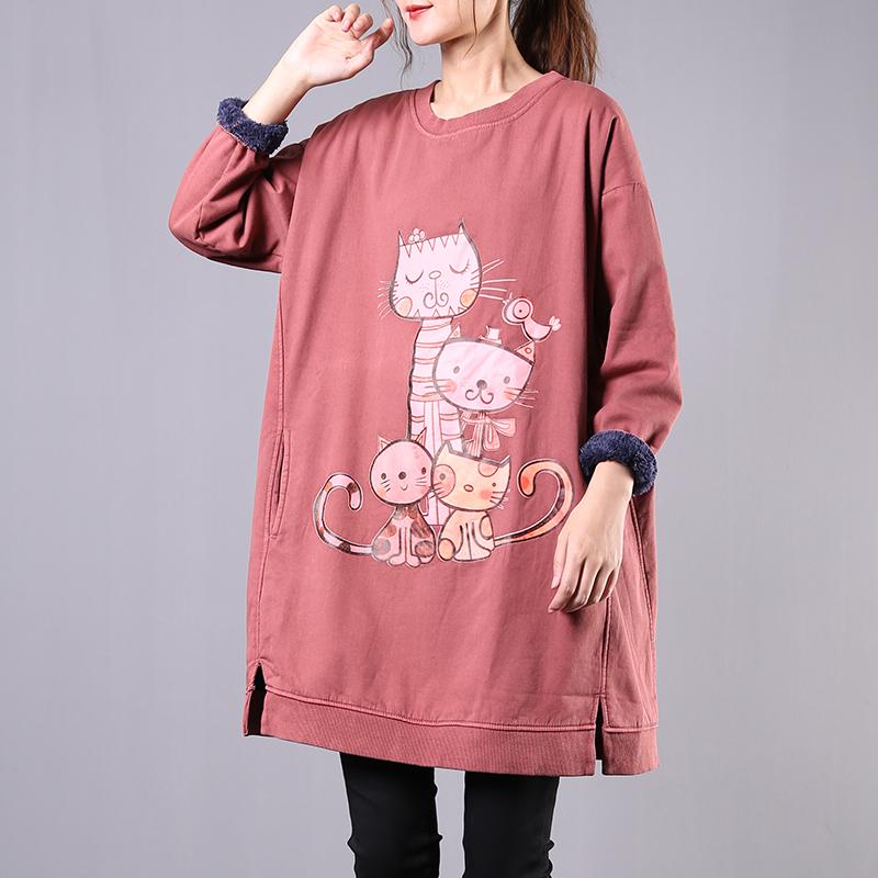 Cute Cartoon Cat Casual Thicken Sweatshirt