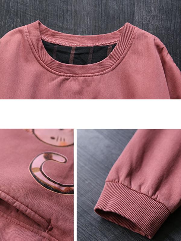 Cute Cartoon Cat Casual Thicken Sweatshirt