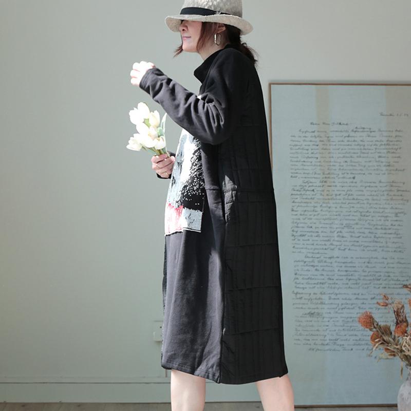 Cute Cat Patchwork Thick Thermal Dress