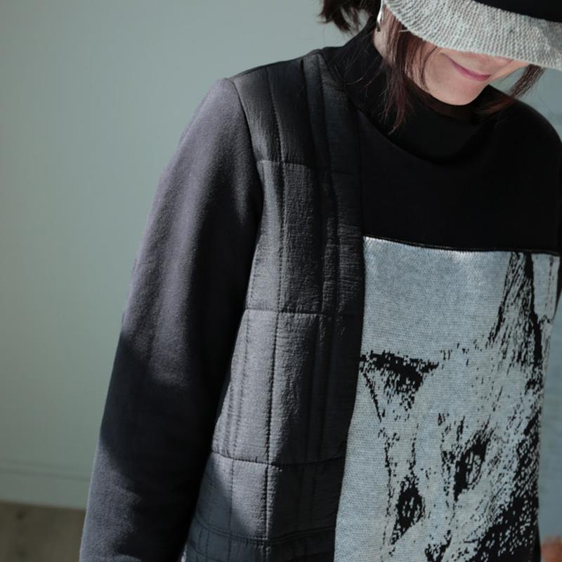 Cute Cat Patchwork Thick Thermal Dress