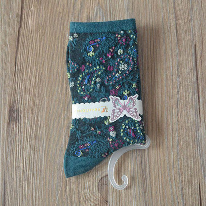 Cute Jacquard Breathable Socks - 5 Pairs