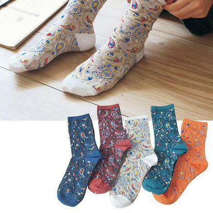 Cute Jacquard Breathable Socks - 5 Pairs