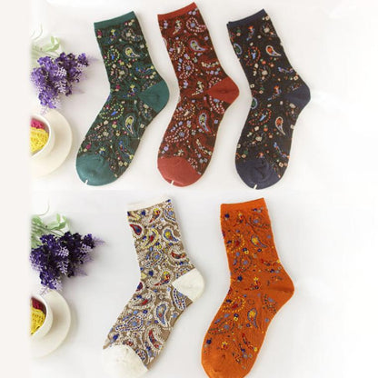 Cute Jacquard Breathable Socks - 5 Pairs