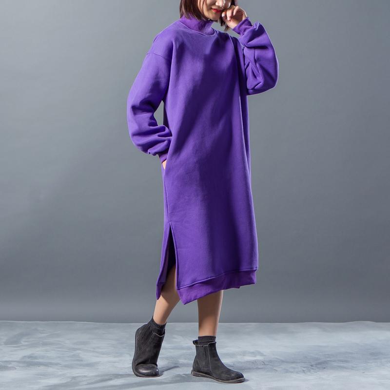 Letter Character Printing Split Winter Dress