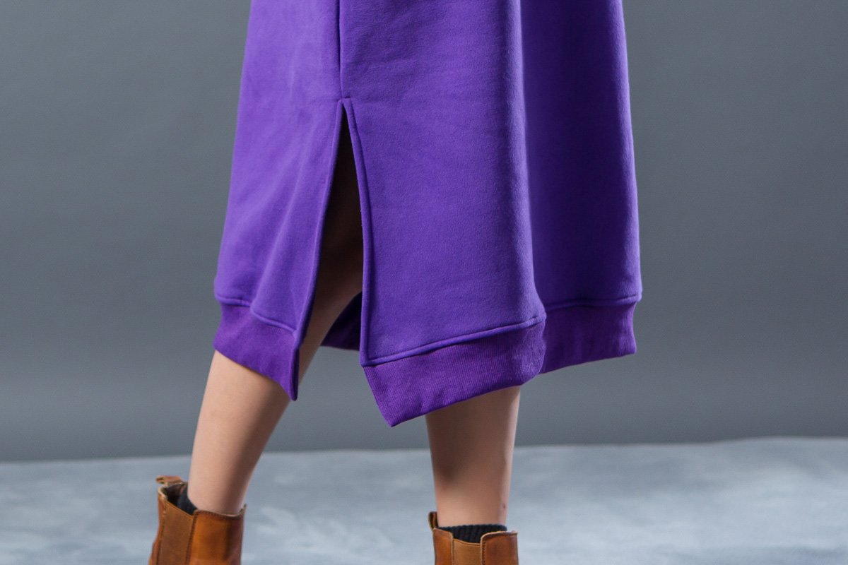 Letter Character Printing Split Winter Dress