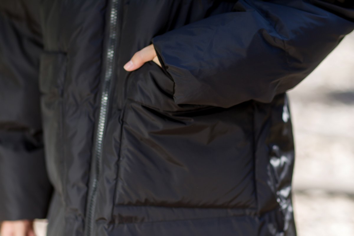 Zipper Up Hoody Winter Black Coat